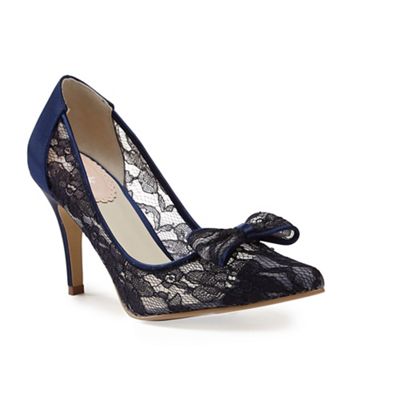 Pink by Paradox London Navy Lace bow 'Promise' court shoe